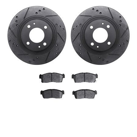 DYNAMIC FRICTION CO 8502-72053, Rotors-Drilled and Slotted-Black with 5000 Advanced Brake Pads, Zinc Coated 8502-72053
